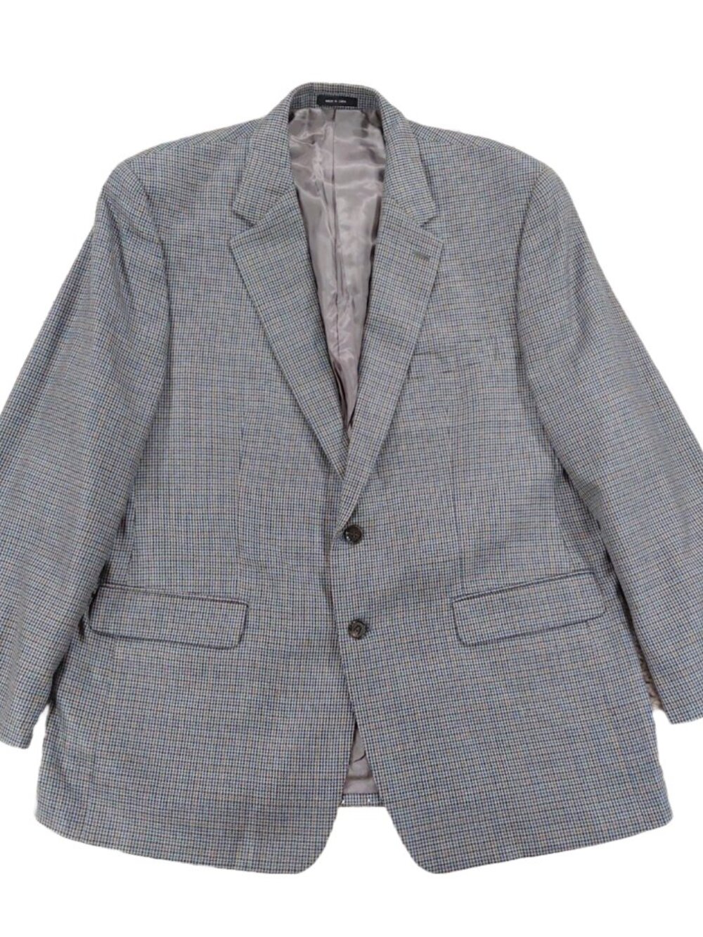 Ralph Lauren Silk Wool Sports Coat Blazer 46R, Houndstooth Plaid, Two Button